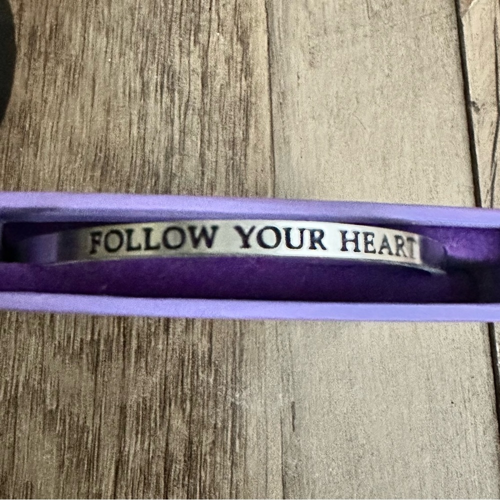 Intuitions Stainless Steel FOLLOW YOUR HEART Cuff Bangle Bracelet